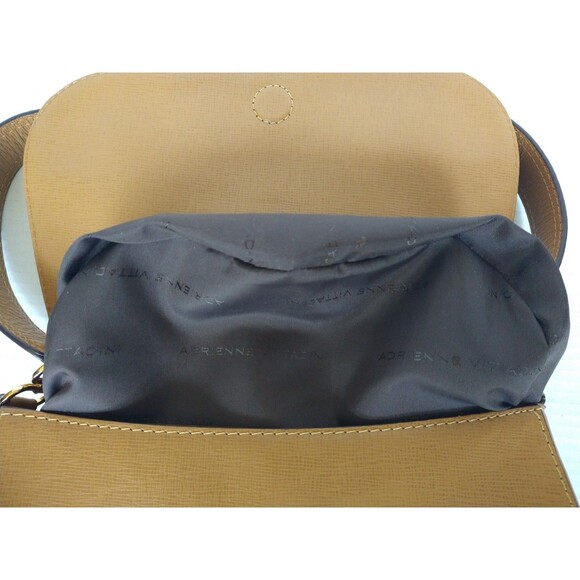 Adrienne Vittadini shoulder satchel handbag purse tan brown medium sleek classic - Picture 9 of 16